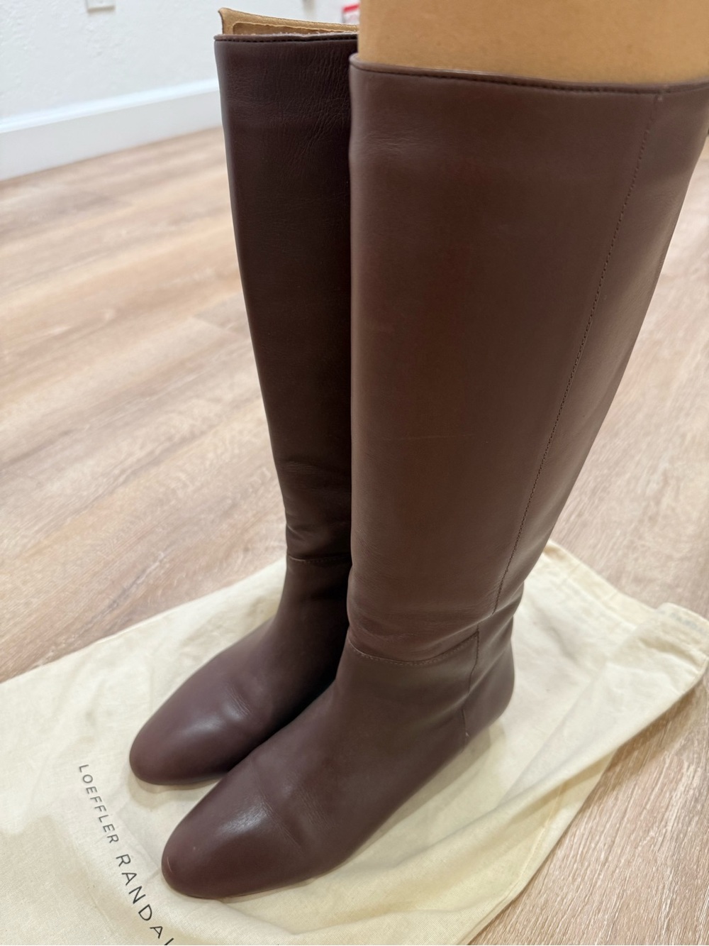 Loeffler Randall Dark Brown Tall Leather Riding Boots